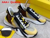Fendi Slip On Sneakers with Stretch Laces Multicolor Yellow Grey Brown Replica