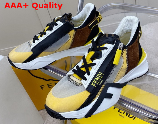Fendi Slip On Sneakers with Stretch Laces Multicolor Yellow Grey Brown Replica