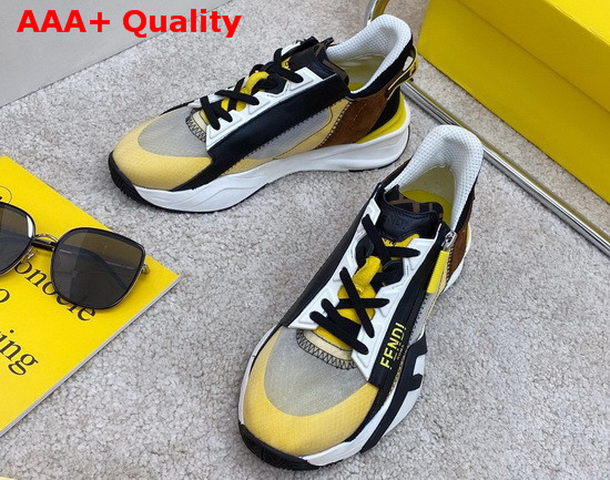 Fendi Slip On Sneakers with Stretch Laces Multicolor Yellow Grey Brown Replica