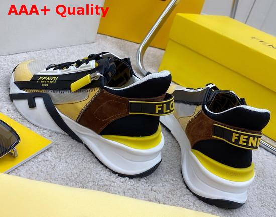 Fendi Slip On Sneakers with Stretch Laces Multicolor Yellow Grey Brown Replica