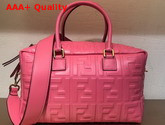 Fendi Small Boston Bag in Pink Lambskin with an All Over FF Motif Replica