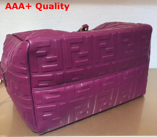 Fendi Small Boston Bag in Purple Lambskin with an All Over FF Motif Replica