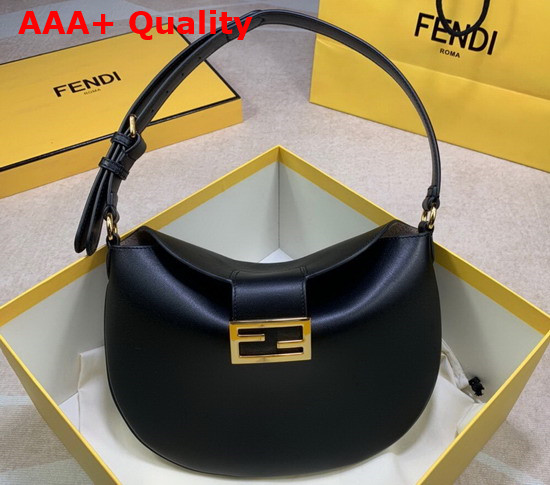 Fendi Small Croissant Black Leather Bag Replica