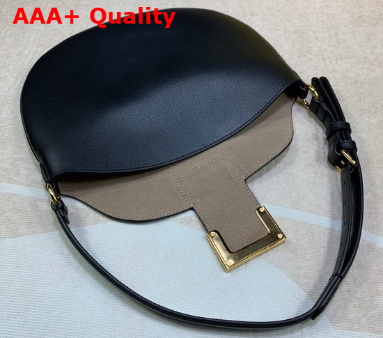 Fendi Small Croissant Black Leather Bag Replica