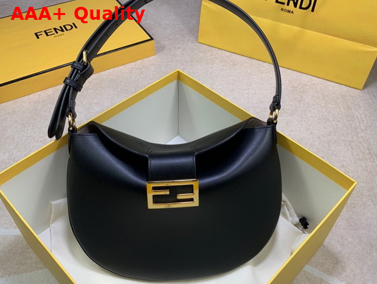 Fendi Small Croissant Black Leather Bag Replica