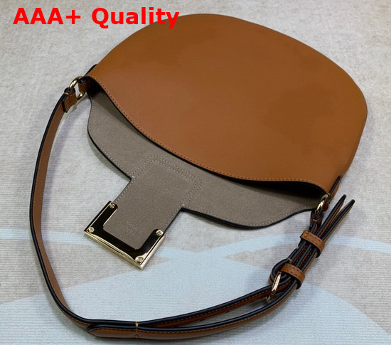 Fendi Small Croissant Brown Leather Bag Replica