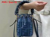 Fendi Small Mon Tresor Bucket Bag in Blue Canvas Replica