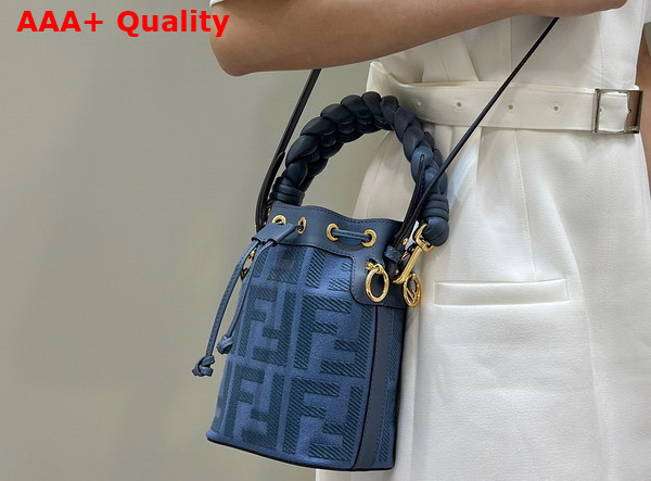 Fendi Small Mon Tresor Bucket Bag in Blue Canvas Replica