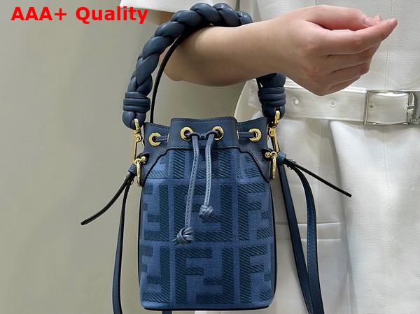 Fendi Small Mon Tresor Bucket Bag in Blue Canvas Replica