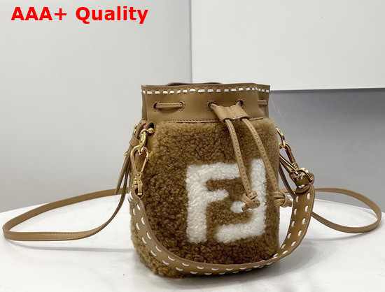 Fendi Small Mon Tresor Bucket Bag in Brown Sheepskin Replica