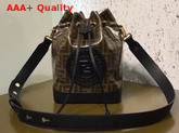 Fendi Small Mon Tresor Bucket Bag in Glazed Fabric with Fendi Stamp Patch Replica