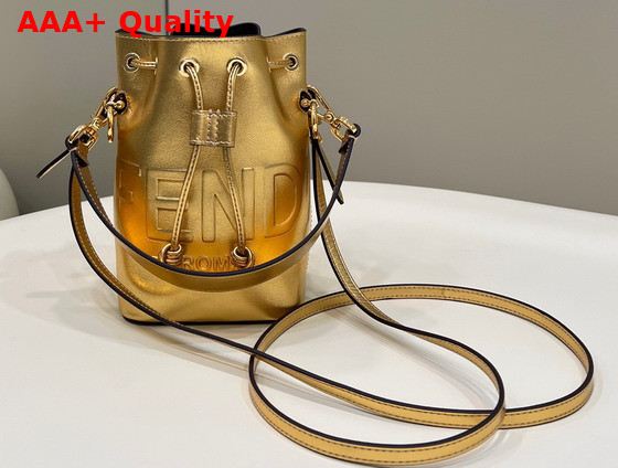 Fendi Small Mon Tresor Bucket Bag in Gold Leather Replica
