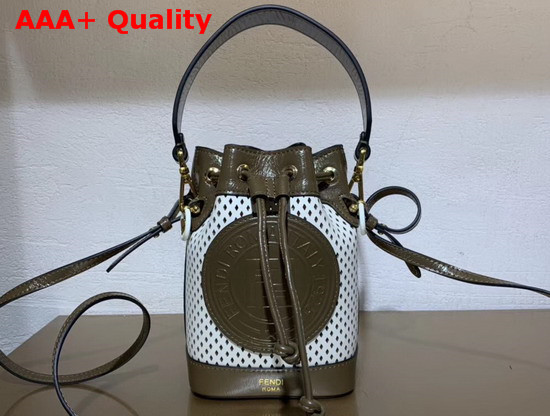Fendi Small Mon Tresor Bucket Bag in Perforated White Calf Leather Replica