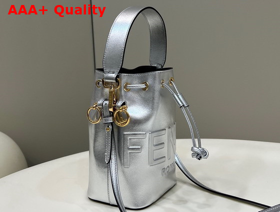 Fendi Small Mon Tresor Bucket Bag in Silver Leather Replica