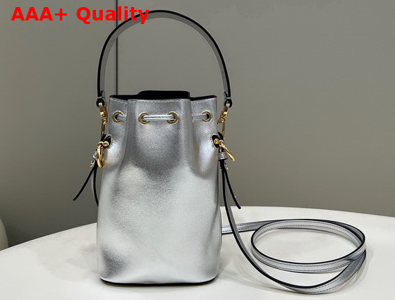 Fendi Small Mon Tresor Bucket Bag in Silver Leather Replica