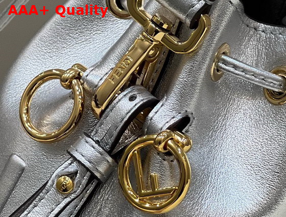 Fendi Small Mon Tresor Bucket Bag in Silver Leather Replica
