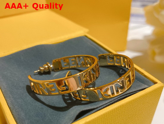 Fendi Small Signature Earrings Gold Colored Earrings Replica