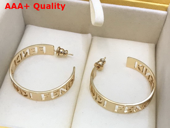 Fendi Small Signature Earrings Gold Colored Earrings Replica