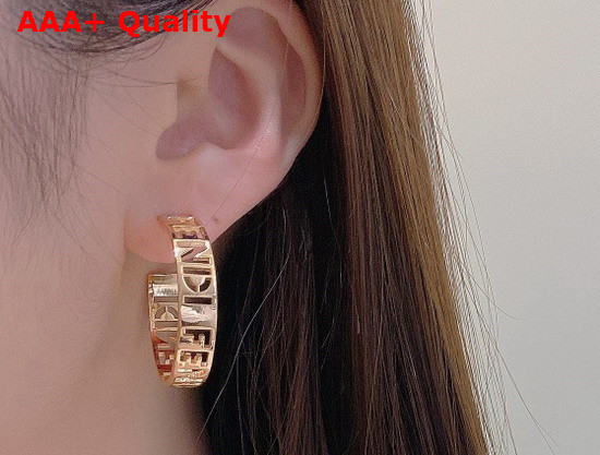 Fendi Small Signature Earrings Gold Colored Earrings Replica