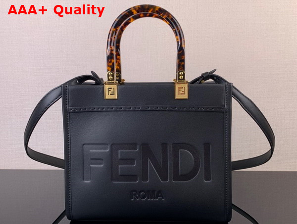 Fendi Small Sunshine Shopper Bag in Black Leather Replica