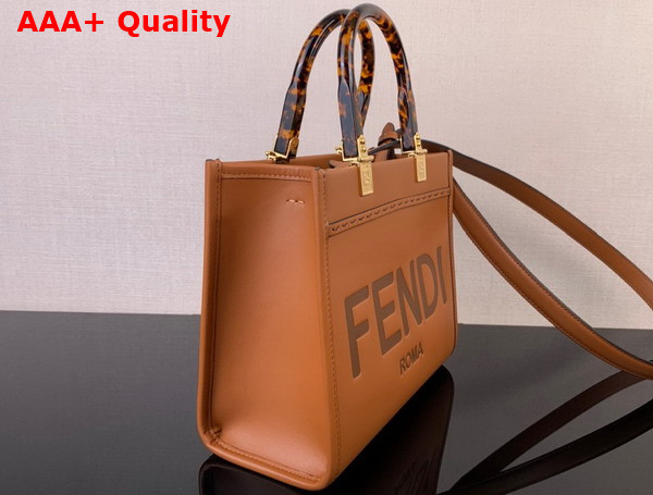 Fendi Small Sunshine Shopper Bag in Brown Leather Replica