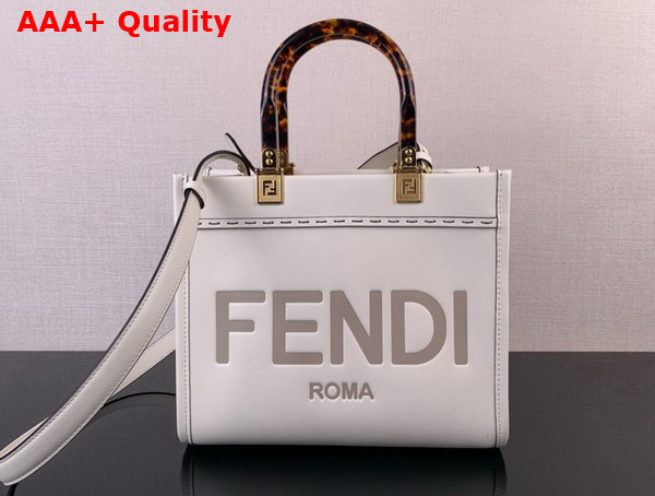 Fendi Small Sunshine Shopper Bag in White Leather Replica