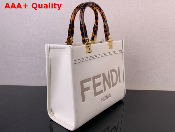 Fendi Small Sunshine Shopper Bag in White Leather Replica