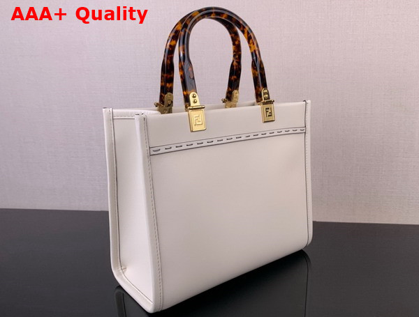 Fendi Small Sunshine Shopper Bag in White Leather Replica