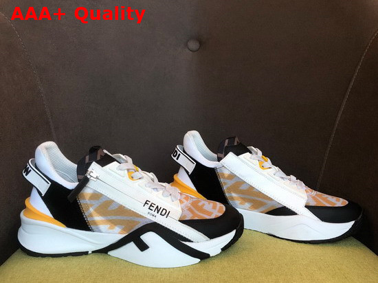 Fendi Sneakers in Transparent Tech Nylon with Yellow FF Vertigo Motif Replica