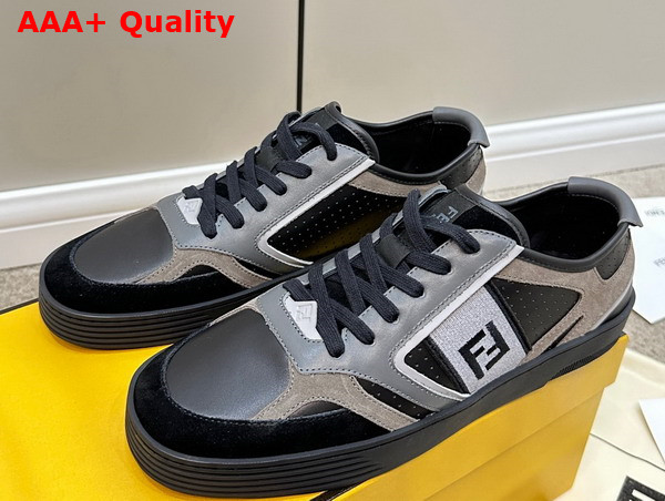 Fendi Step Black Leather Low Tops Replica