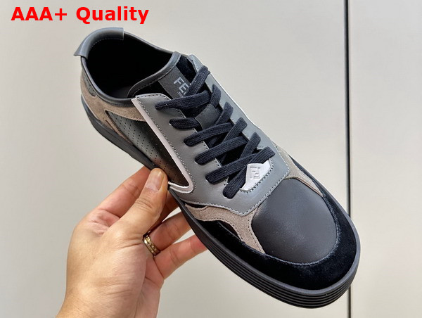 Fendi Step Black Leather Low Tops Replica