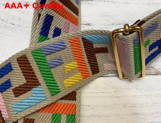Fendi Strap You Beige Ribbon Shoulder Strap Multicolor FF Motif Replica