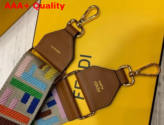 Fendi Strap You Beige Ribbon Shoulder Strap Multicolor FF Motif Replica