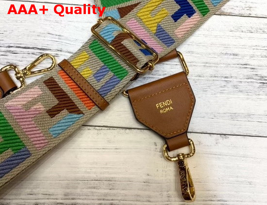 Fendi Strap You Beige Ribbon Shoulder Strap Multicolor FF Motif Replica