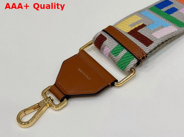 Fendi Strap You Beige Ribbon Shoulder Strap with Multicolor FF Motif Replica
