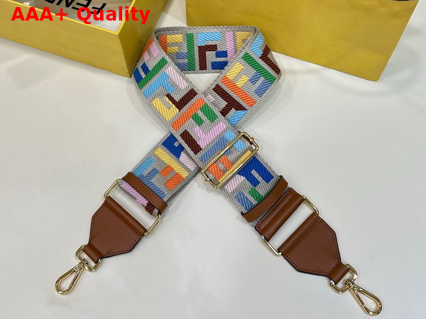 Fendi Strap You Beige Ribbon Shoulder Strap with Multicolor FF Motif Replica