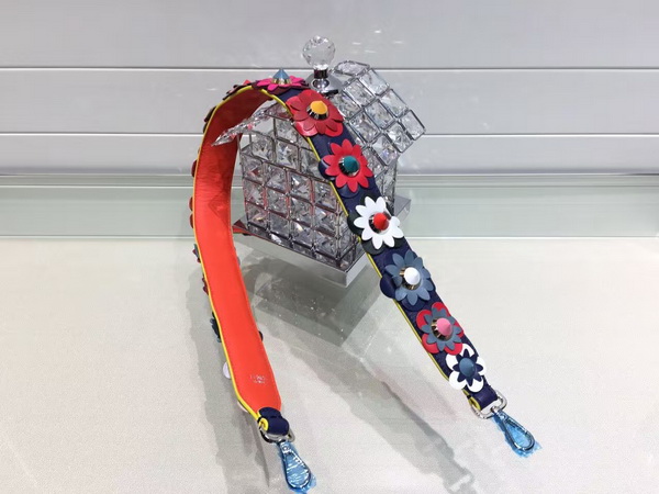 Fendi Strap You Interchangeable Orange Leather Shoulder Strap with Flowers for Sale