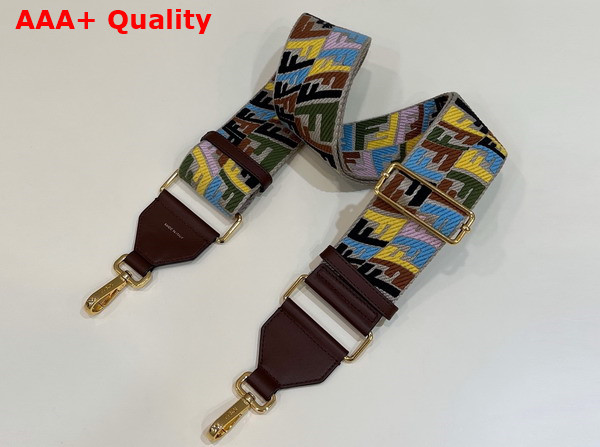 Fendi Strap You Multicolor FF Jacquard Webbing Shoulder Strap Bordeaux Replica