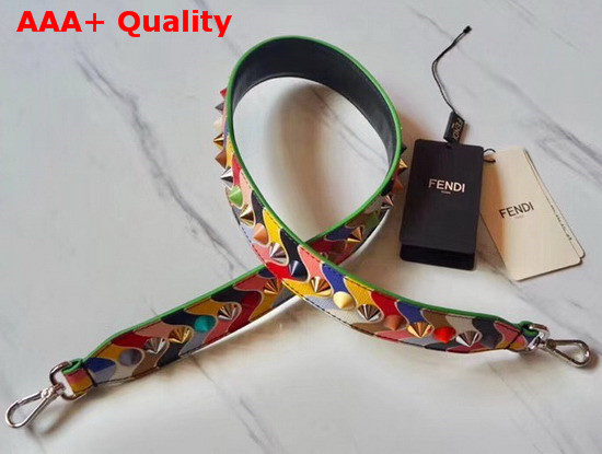 Fendi Strap You Multicolored Long Leather Shoulder Strap with Studs Replica