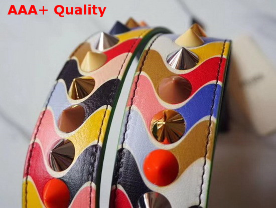 Fendi Strap You Multicolored Long Leather Shoulder Strap with Studs Replica