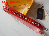 Fendi Strap You Rockstud Leather Shoulder Strap in Red Replica