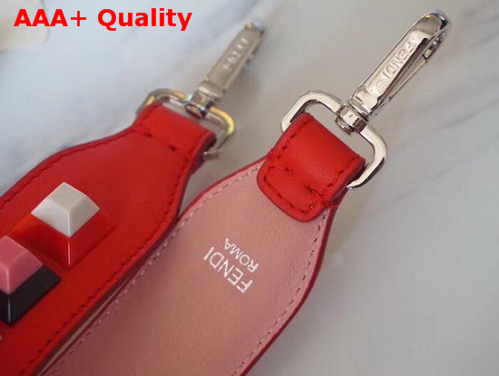 Fendi Strap You Rockstud Leather Shoulder Strap in Red Replica