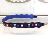 Fendi Strap You Shoulder Strap in Blue Leather Decorated with Two Tone Studs and Flowerland Flowers For Sale