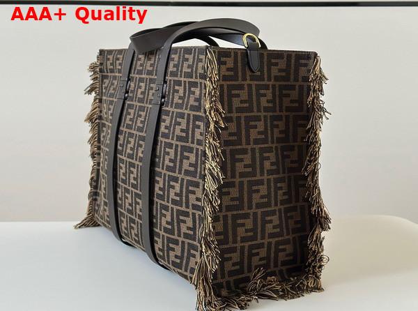 Fendi Summer Tote Brown FF Jacquard Fabric Bag Replica