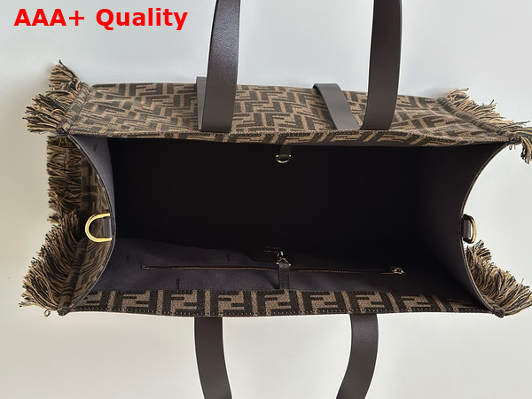 Fendi Summer Tote Brown FF Jacquard Fabric Bag Replica