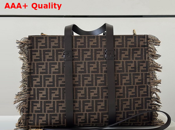 Fendi Summer Tote Brown FF Jacquard Fabric Bag Replica