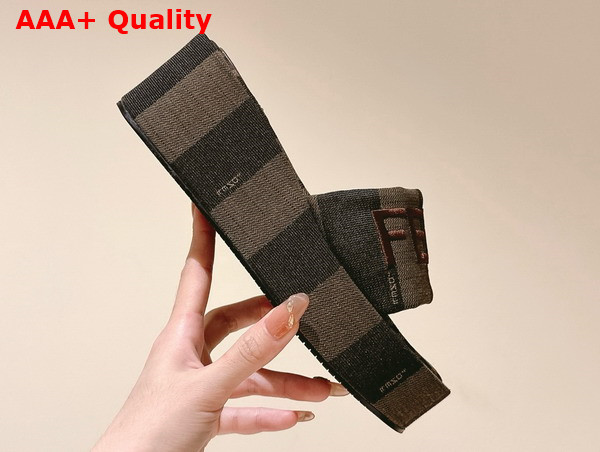 Fendi Sunshine Brown Fabric Platform Slides Replica