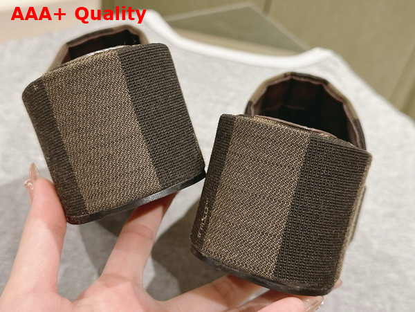 Fendi Sunshine Brown Fabric Platform Slides Replica