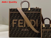 Fendi Sunshine Large Brown FF Jacquard Fabric Shopper Replica