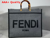 Fendi Sunshine Large Gray Flannel Shopper Replica